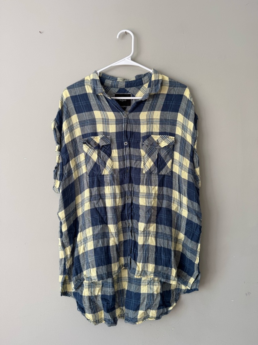 Rails x Free People Yellow Blue Sleeveless Flannel
